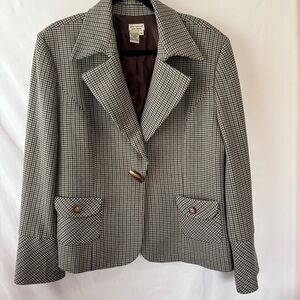 Julie Mitchell Sz 16 Women’s Lined Houndstooth Blazer W/ Button Accents Cropped